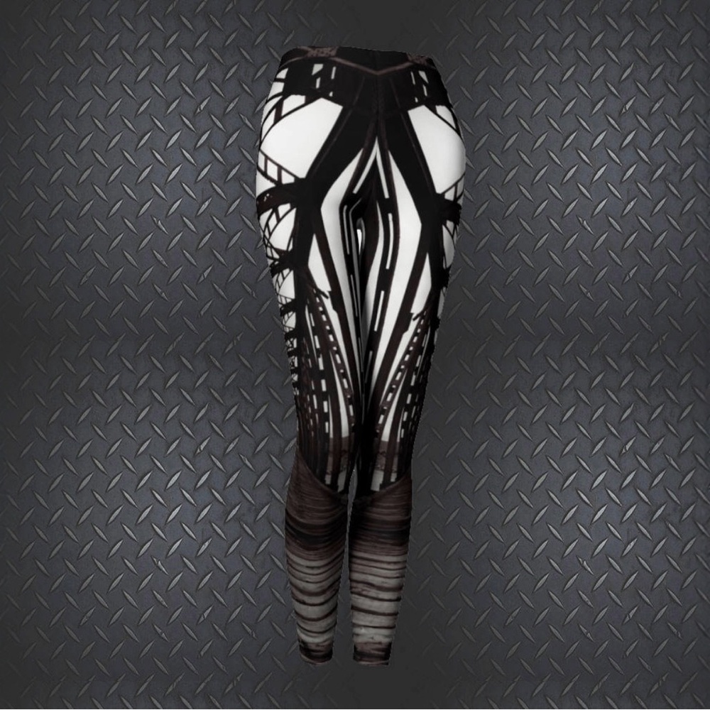 Bridge Art Leggings Womens Designer Artwear Stylish Black and White Leggings